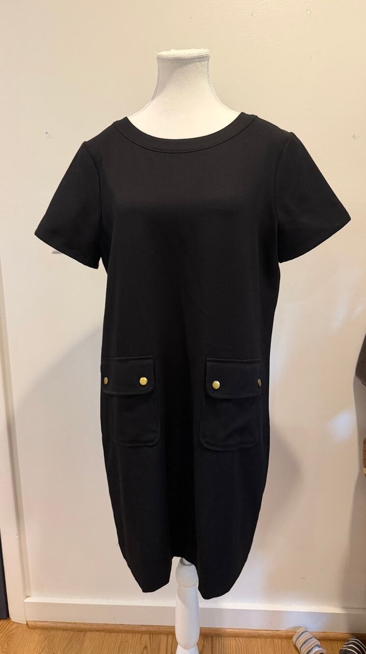 J. Crew Black Short Sleeve Shift Dress with Front Pockets size 12